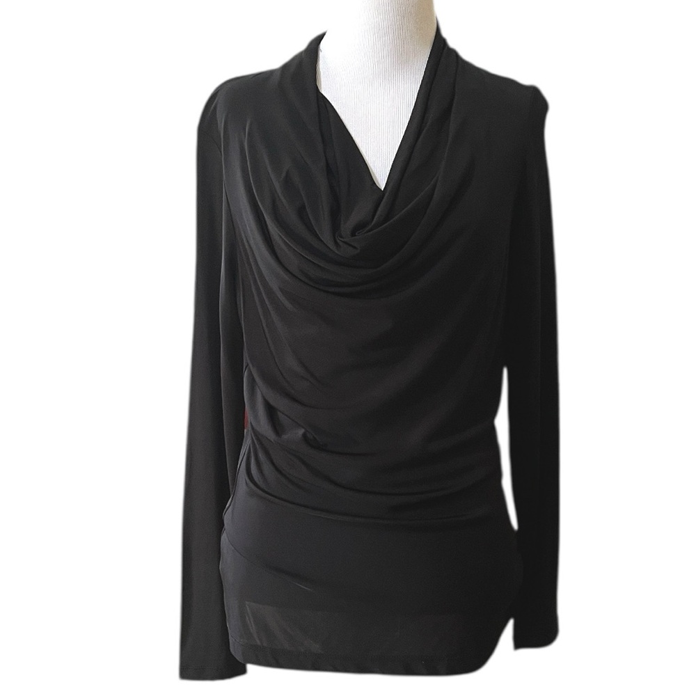 NEW YORK & COMPANY BLACK DRAPE NECK BLOUSE SIZE SMALL NEW WITH TAGS